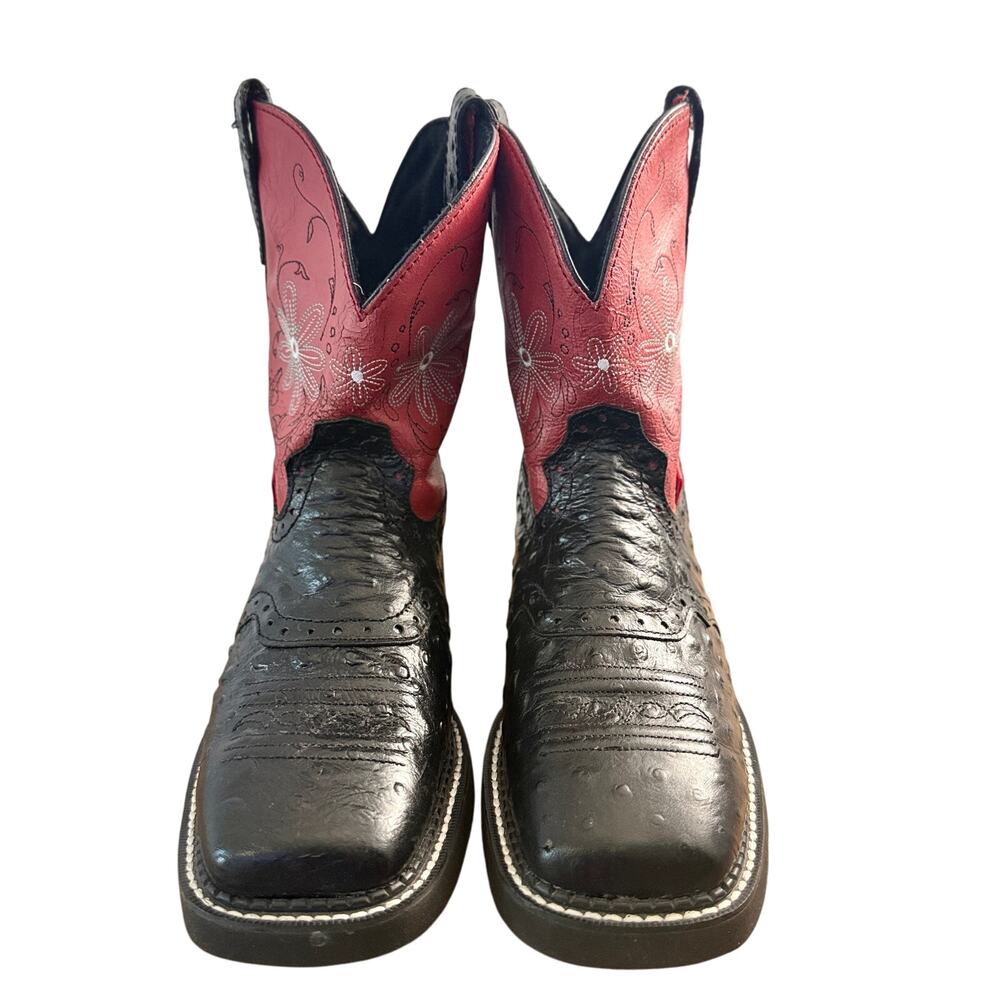 Justin Women's Gemma Red Black Western Gypsy Round Toe Boots Size 8.5